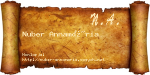 Nuber Annamária névjegykártya